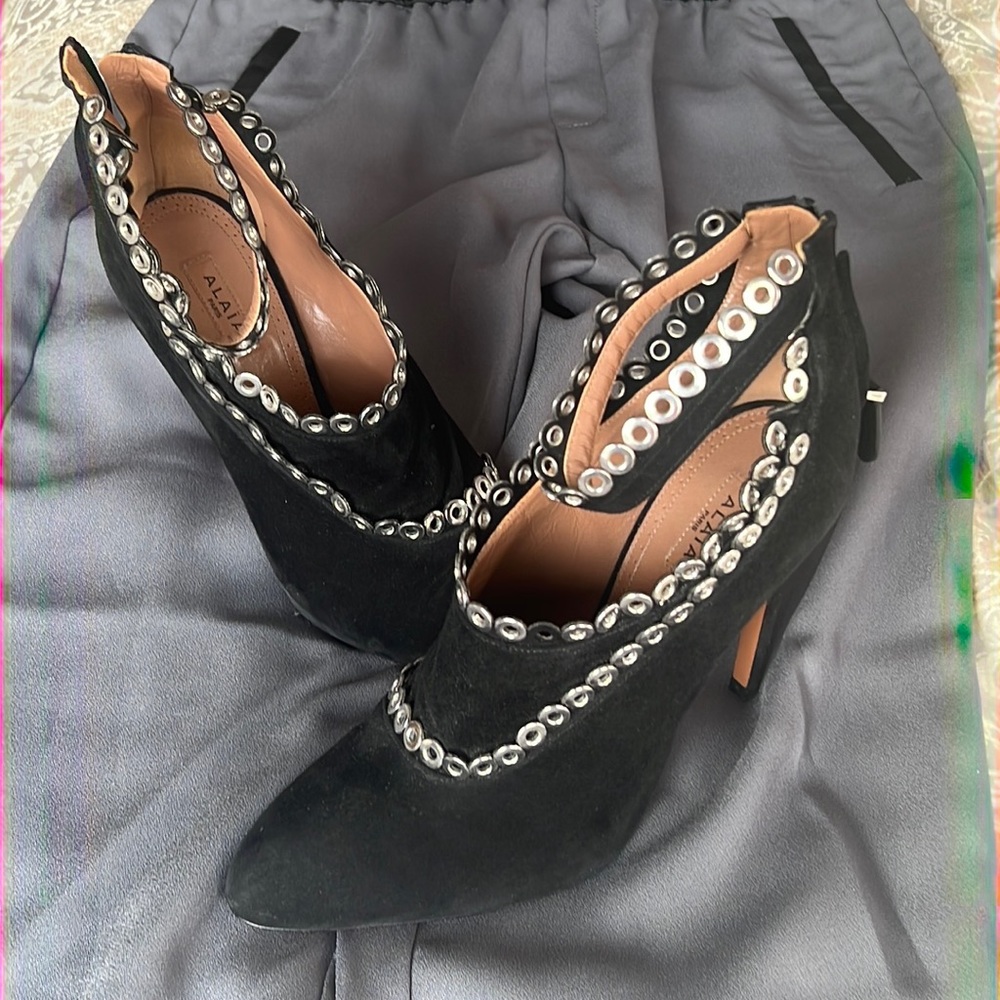Alaia Black Suede Heels